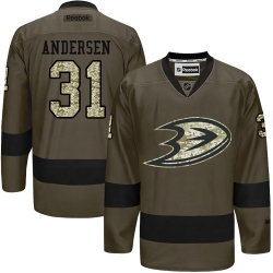 Frederik Andersen Reebok Anaheim Ducks Authentic Green Salute to Service NHL Jersey