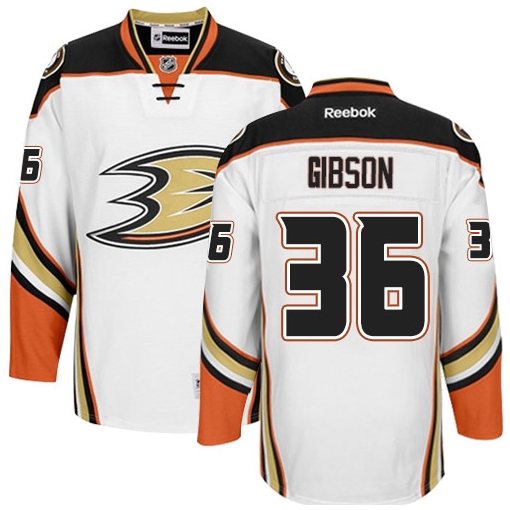 John Gibson Reebok Anaheim Ducks Premier White Away NHL Jersey