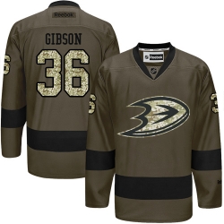 John Gibson Reebok Anaheim Ducks Authentic Green Salute to Service NHL Jersey