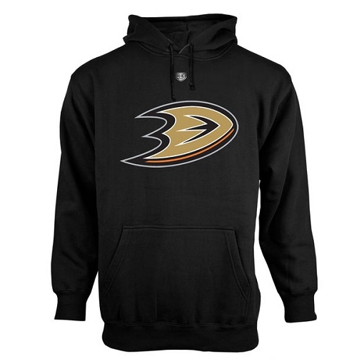 NHL Anaheim Ducks Old Time Hockey Big Logo with Crest Pullover Hoodie - Black