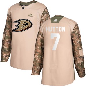 Ben Hutton Youth Adidas Anaheim Ducks Authentic Camo Veterans Day Practice Jersey