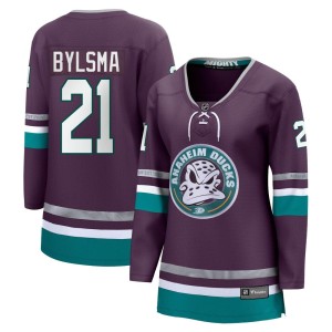 Dan Bylsma Women's Fanatics Branded Anaheim Ducks Premier Purple 30th Anniversary Breakaway Jersey