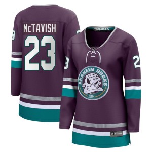 Mason McTavish Women's Fanatics Branded Anaheim Ducks Premier Purple 30th Anniversary Breakaway Jersey