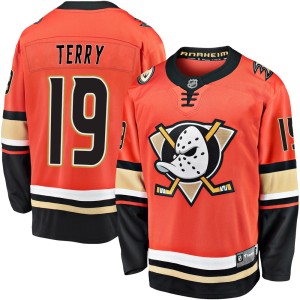 Troy Terry Men's Fanatics Branded Anaheim Ducks Premier Orange Breakaway 2019/20 Alternate Jersey
