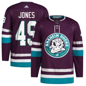 Max Jones Men's Adidas Anaheim Ducks Authentic Purple 30th Anniversary Primegreen Jersey
