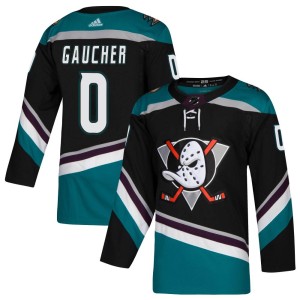 Nathan Gaucher Youth Adidas Anaheim Ducks Authentic Black Teal Alternate Jersey