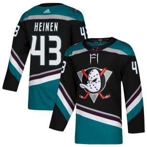 Danton Heinen Youth Adidas Anaheim Ducks Authentic Black ized Teal Alternate Jersey