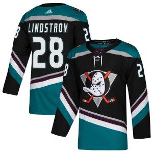 Gustav Lindstrom Youth Adidas Anaheim Ducks Authentic Black Teal Alternate Jersey