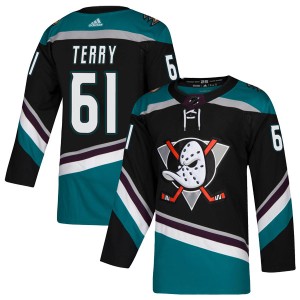 Troy Terry Youth Adidas Anaheim Ducks Authentic Black Teal Alternate Jersey