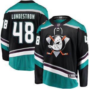 Isac Lundestrom Men's Fanatics Branded Anaheim Ducks Breakaway Black ized Alternate Jersey