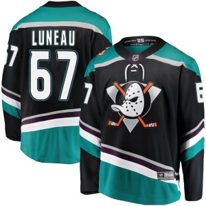 Tristan Luneau Men's Fanatics Branded Anaheim Ducks Breakaway Black Alternate Jersey