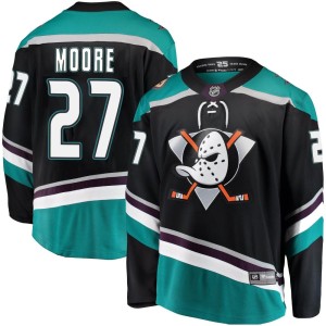 John Moore Men's Fanatics Branded Anaheim Ducks Breakaway Black Alternate Jersey