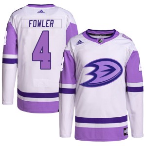 Cam Fowler Men's Adidas Anaheim Ducks Authentic White/Purple Hockey Fights Cancer Primegreen Jersey