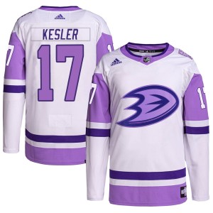 Ryan Kesler Men's Adidas Anaheim Ducks Authentic White/Purple Hockey Fights Cancer Primegreen Jersey