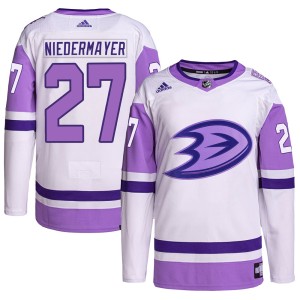 Scott Niedermayer Men's Adidas Anaheim Ducks Authentic White/Purple Hockey Fights Cancer Primegreen Jersey