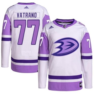 Frank Vatrano Men's Adidas Anaheim Ducks Authentic White/Purple Hockey Fights Cancer Primegreen Jersey