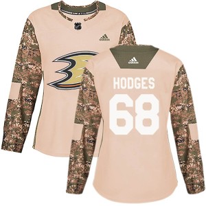 Tom Hodges Women's Adidas Anaheim Ducks Authentic Camo Veterans Day Practice Jersey
