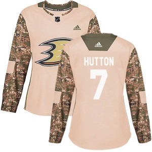 Ben Hutton Women's Adidas Anaheim Ducks Authentic Camo Veterans Day Practice Jersey