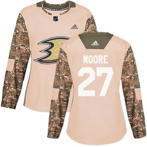 John Moore Women's Adidas Anaheim Ducks Authentic Camo Veterans Day Practice Jersey