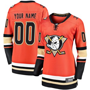 Custom Women's Fanatics Branded Anaheim Ducks Premier Orange Custom Breakaway 2019/20 Alternate Jersey