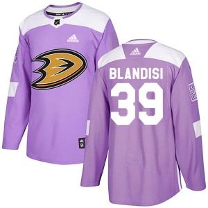 Joseph Blandisi Youth Adidas Anaheim Ducks Authentic Purple Fights Cancer Practice Jersey