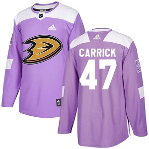 Trevor Carrick Youth Adidas Anaheim Ducks Authentic Purple Fights Cancer Practice Jersey