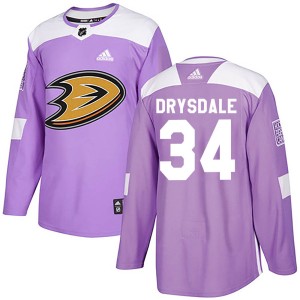 Jamie Drysdale Youth Adidas Anaheim Ducks Authentic Purple Fights Cancer Practice Jersey