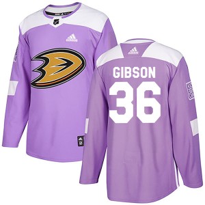 John Gibson Youth Adidas Anaheim Ducks Authentic Purple Fights Cancer Practice Jersey