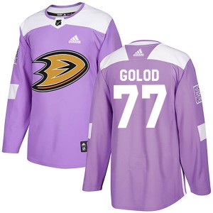 Max Golod Youth Adidas Anaheim Ducks Authentic Purple Fights Cancer Practice Jersey