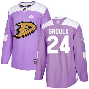 Bo Groulx Youth Adidas Anaheim Ducks Authentic Purple Fights Cancer Practice Jersey