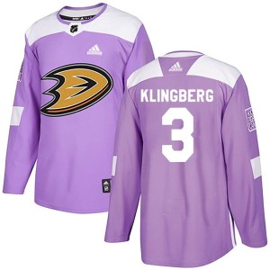 John Klingberg Youth Adidas Anaheim Ducks Authentic Purple Fights Cancer Practice Jersey