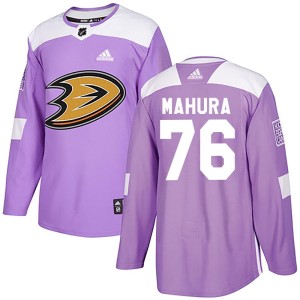 Josh Mahura Youth Adidas Anaheim Ducks Authentic Purple Fights Cancer Practice Jersey