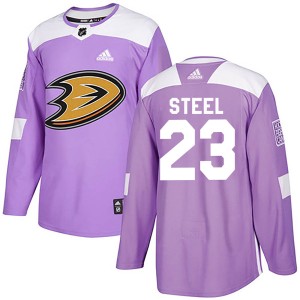 Sam Steel Youth Adidas Anaheim Ducks Authentic Purple Fights Cancer Practice Jersey