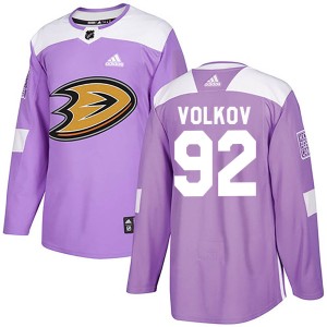 Alexander Volkov Youth Adidas Anaheim Ducks Authentic Purple Fights Cancer Practice Jersey