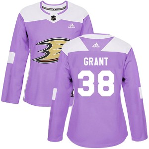 Derek Grant Women's Adidas Anaheim Ducks Authentic Purple Fights Cancer Practice Jersey