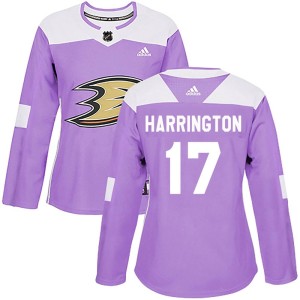 Scott Harrington Women's Adidas Anaheim Ducks Authentic Purple Fights Cancer Practice Jersey