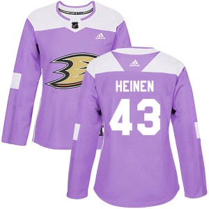 Danton Heinen Women's Adidas Anaheim Ducks Authentic Purple ized Fights Cancer Practice Jersey