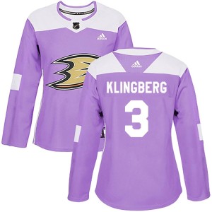 John Klingberg Women's Adidas Anaheim Ducks Authentic Purple Fights Cancer Practice Jersey