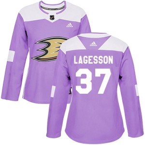 William Lagesson Women's Adidas Anaheim Ducks Authentic Purple Fights Cancer Practice Jersey