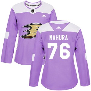 Josh Mahura Women's Adidas Anaheim Ducks Authentic Purple Fights Cancer Practice Jersey