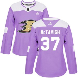 Mason McTavish Women's Adidas Anaheim Ducks Authentic Purple Fights Cancer Practice Jersey