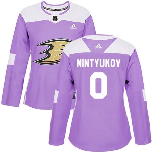 Pavel Mintyukov Women's Adidas Anaheim Ducks Authentic Purple Fights Cancer Practice Jersey