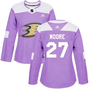 John Moore Women's Adidas Anaheim Ducks Authentic Purple Fights Cancer Practice Jersey