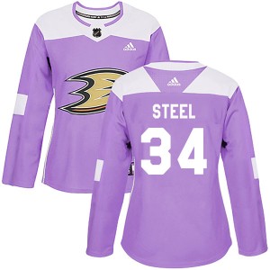 Sam Steel Women's Adidas Anaheim Ducks Authentic Purple Fights Cancer Practice Jersey