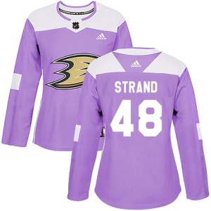 Austin Strand Women's Adidas Anaheim Ducks Authentic Purple Fights Cancer Practice Jersey