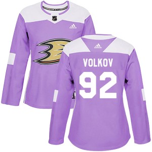 Alexander Volkov Women's Adidas Anaheim Ducks Authentic Purple Fights Cancer Practice Jersey
