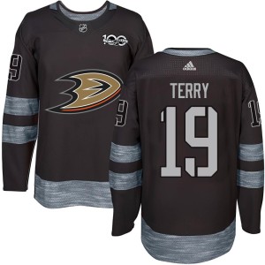 Troy Terry Men's Anaheim Ducks Authentic Black 1917-2017 100th Anniversary Jersey