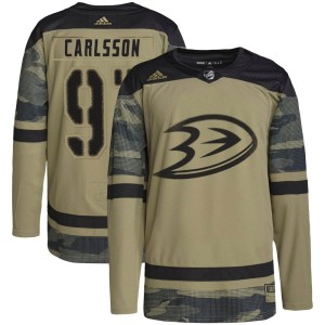 Leo Carlsson Youth Adidas Anaheim Ducks Authentic Camo Military Appreciation Practice Jersey