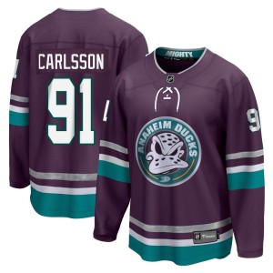 Leo Carlsson Men's Fanatics Branded Anaheim Ducks Premier Purple 30th Anniversary Breakaway Jersey