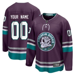 Custom Men's Fanatics Branded Anaheim Ducks Premier Purple Custom 30th Anniversary Breakaway Jersey